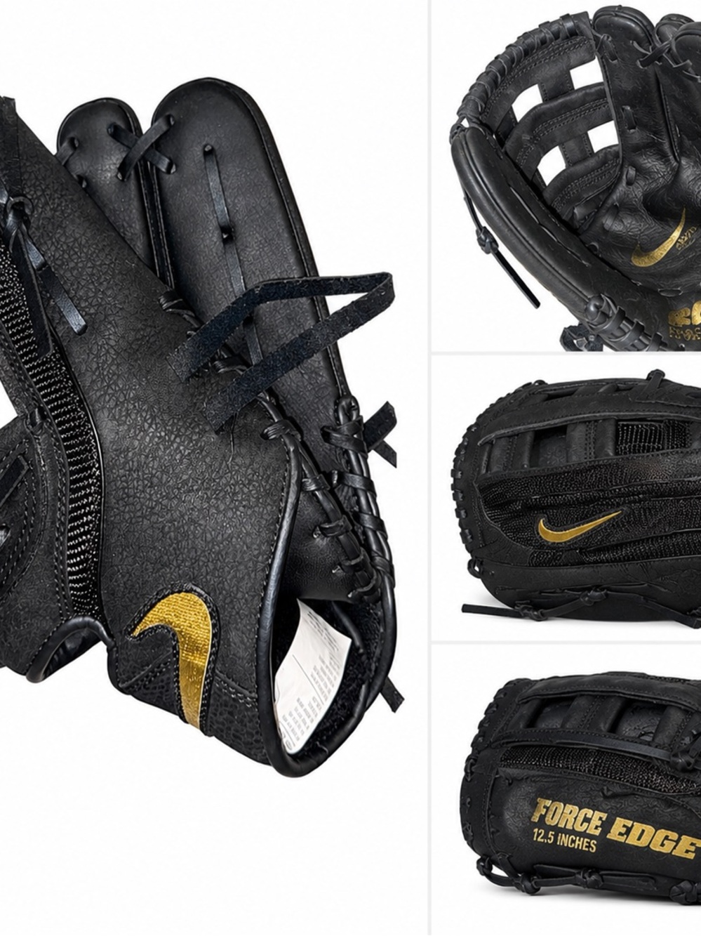 Nike Force Edge 12.5” Baseball/Softball Glove Black Gold RHT Fielding Glove